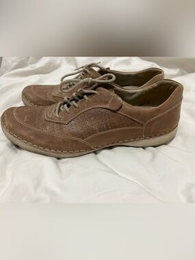 Josef Seibel Brown Leather Perforated Lace-Up Sneakers
